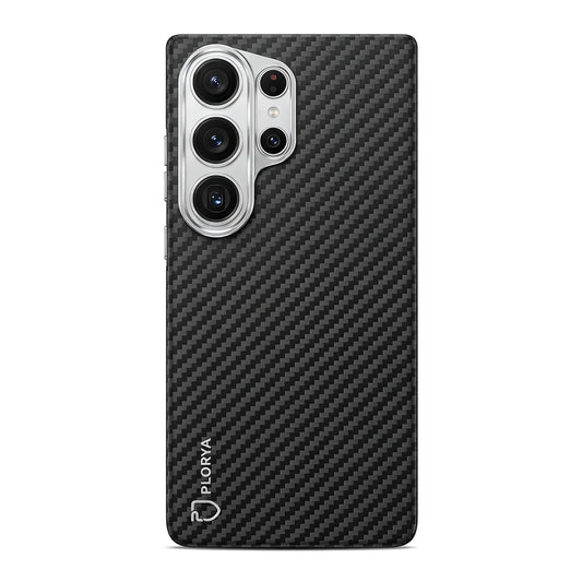 Plorya Black Gray Twill Aramid Fiber Case for Samsung