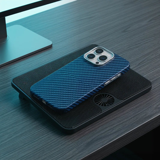 Plorya Black Grey Twill Aramid Fiber Case