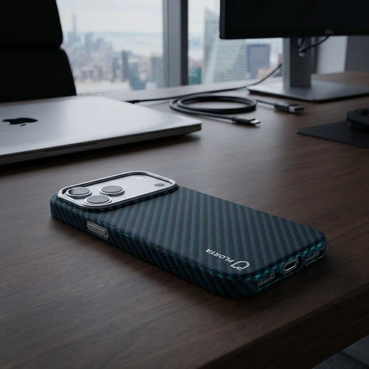 Plorya Black Blue Twill Fiber Case