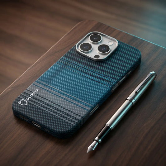 Plorya Blue Black Brown Striped Aramid Fiber Case