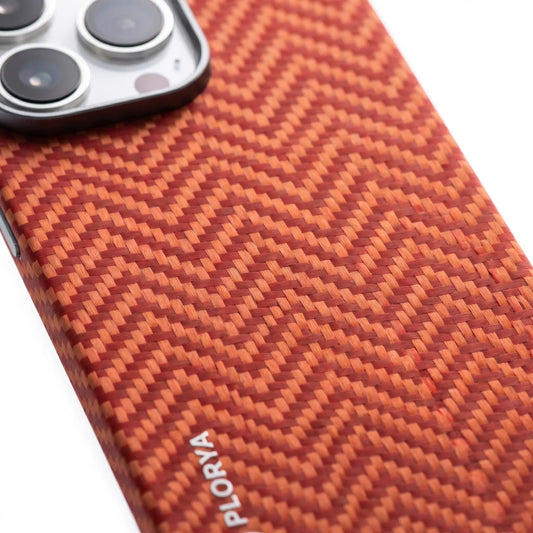 Plorya Orange M Pattern Aramid Fiber Case